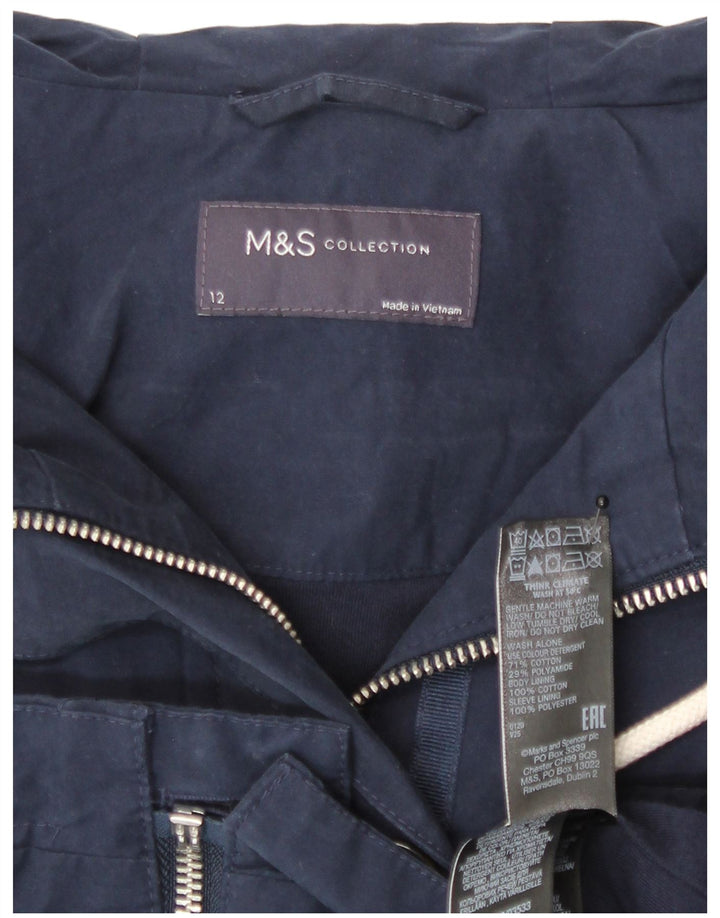 Jachetă cu glugă pentru femei Marks & Spencer UK 12, bumbac, albastru bleumarin mediu