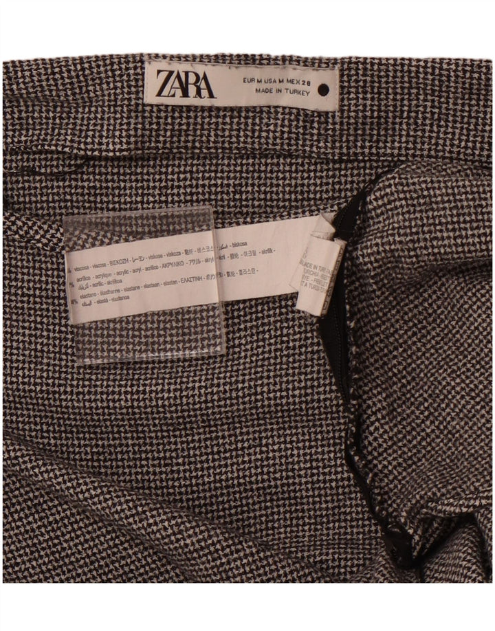 Bluză cu mânecă lungă pentru femei ZARA UK 12 Medium Gri Houndstooth Viscose