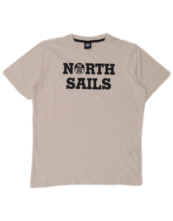 Tricou grafic North Sails pentru bărbați Top mic din bumbac alb