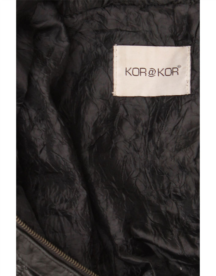 Jachetă de piele pentru femei cu glugă Kor@Kor UK 12 Medium Black