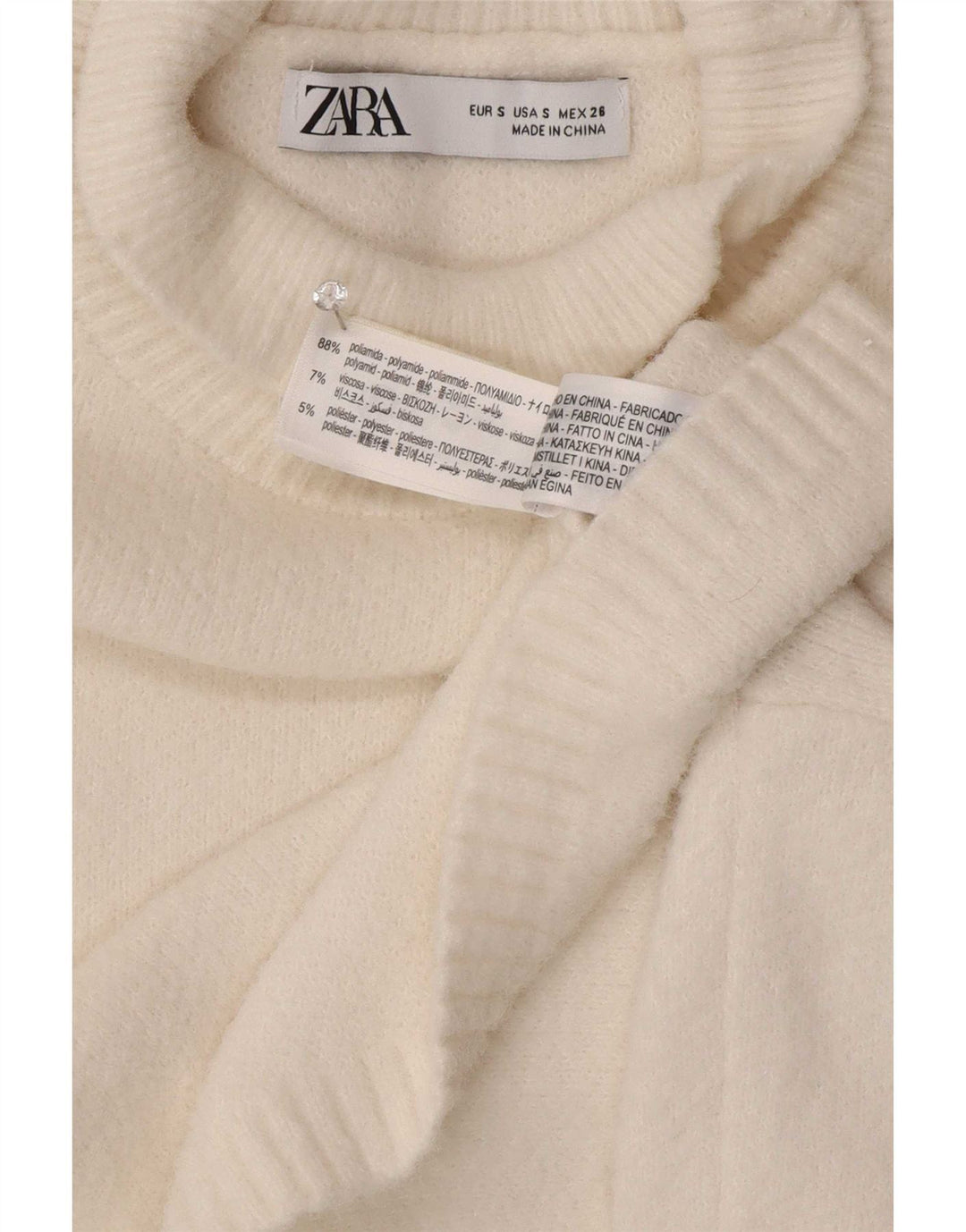 Pulover oversized cu gât rulat Zara pentru femei UK 10 Small White