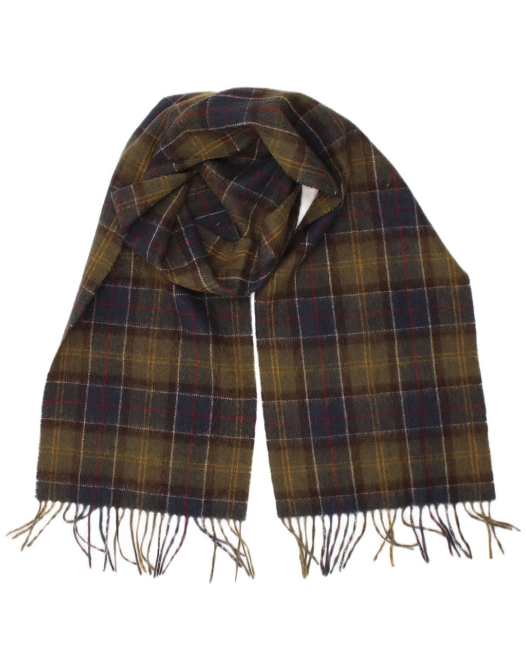 Eșarfă dreptunghiulară pentru bărbați Barbour, mărime unică, kaki, carouri, lână de miel, clasică