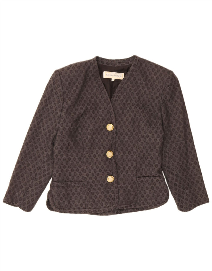 Blazer Vintage pentru femei cu mâneci 3/4 IT 44 Medium Gri Geometric