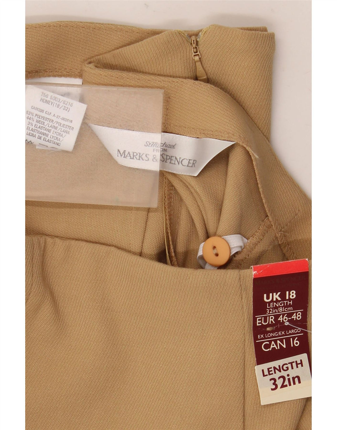Fusta creion pentru femei Marks & Spencer UK 18 XL W34 poliester bej