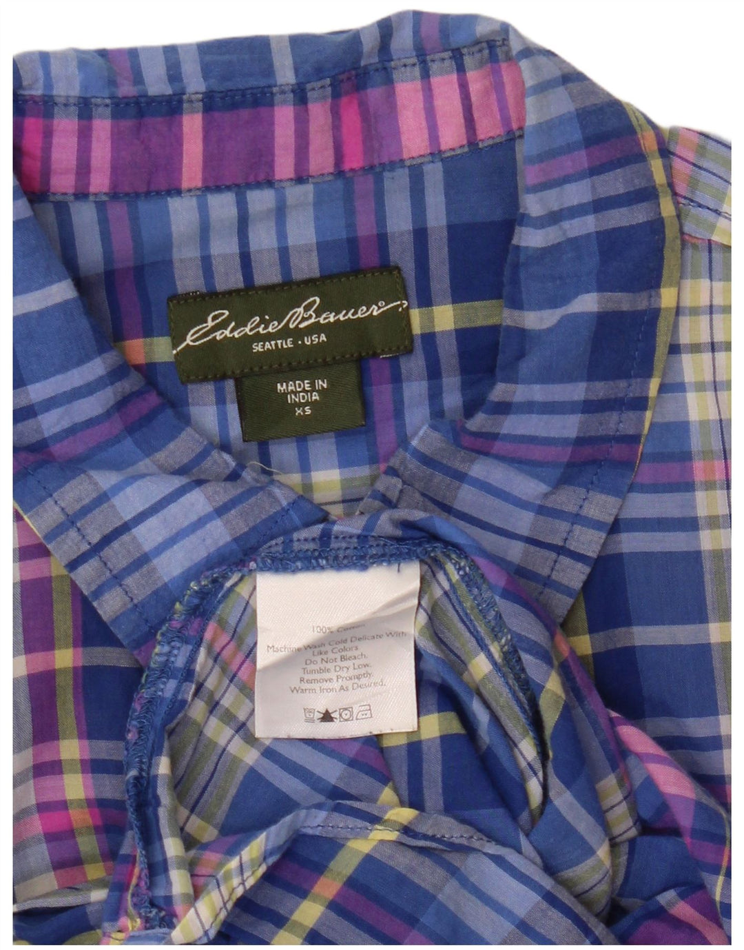 Cămașă largi pentru femei Eddie Bauer UK 6 XS Blue Check Bumbac