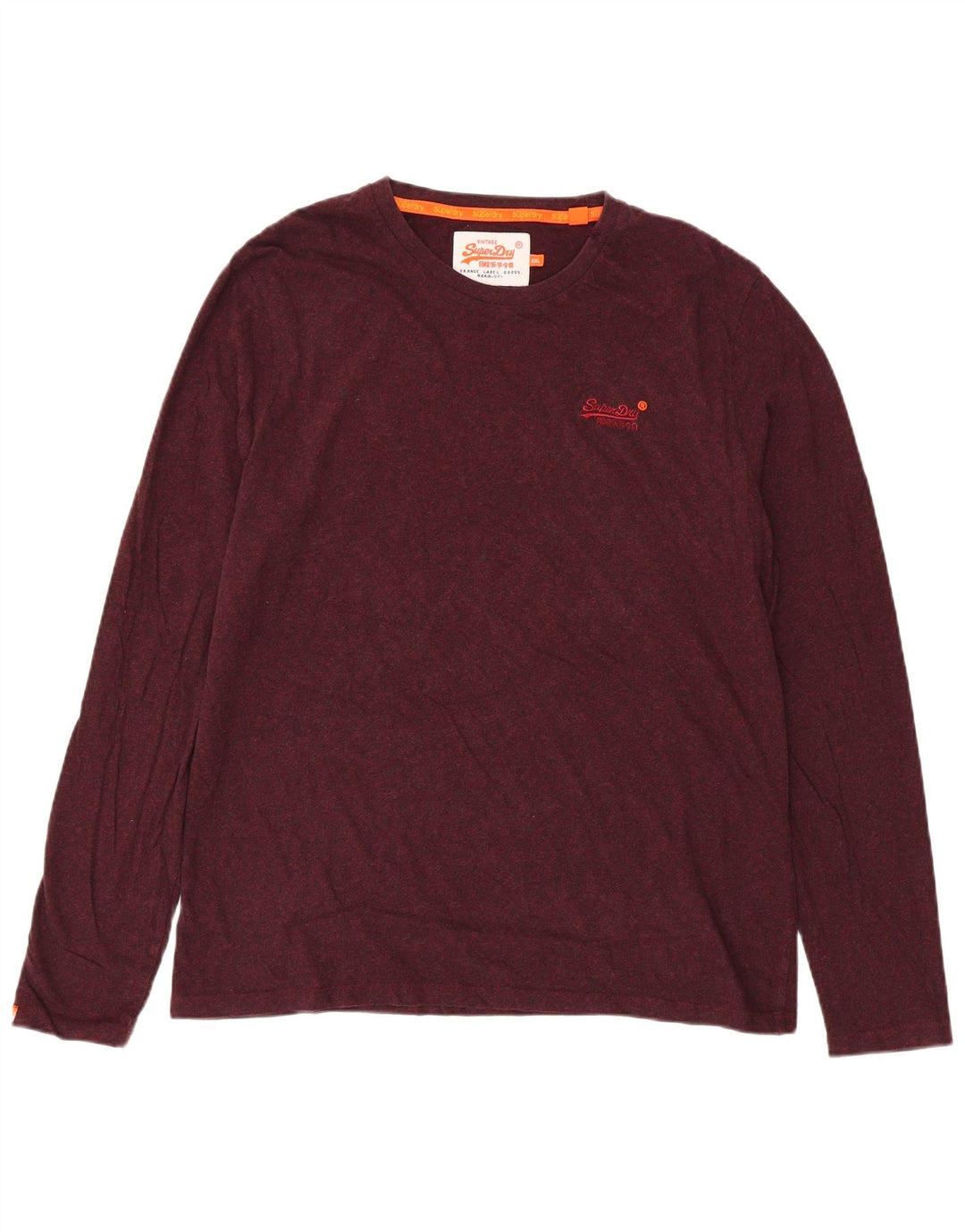 Top pentru bărbați Superdry cu mânecă lungă 2XL din bumbac burgundă