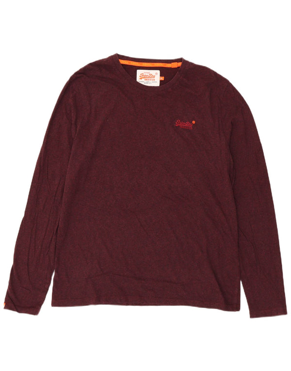 Top pentru bărbați Superdry cu mânecă lungă 2XL din bumbac burgundă