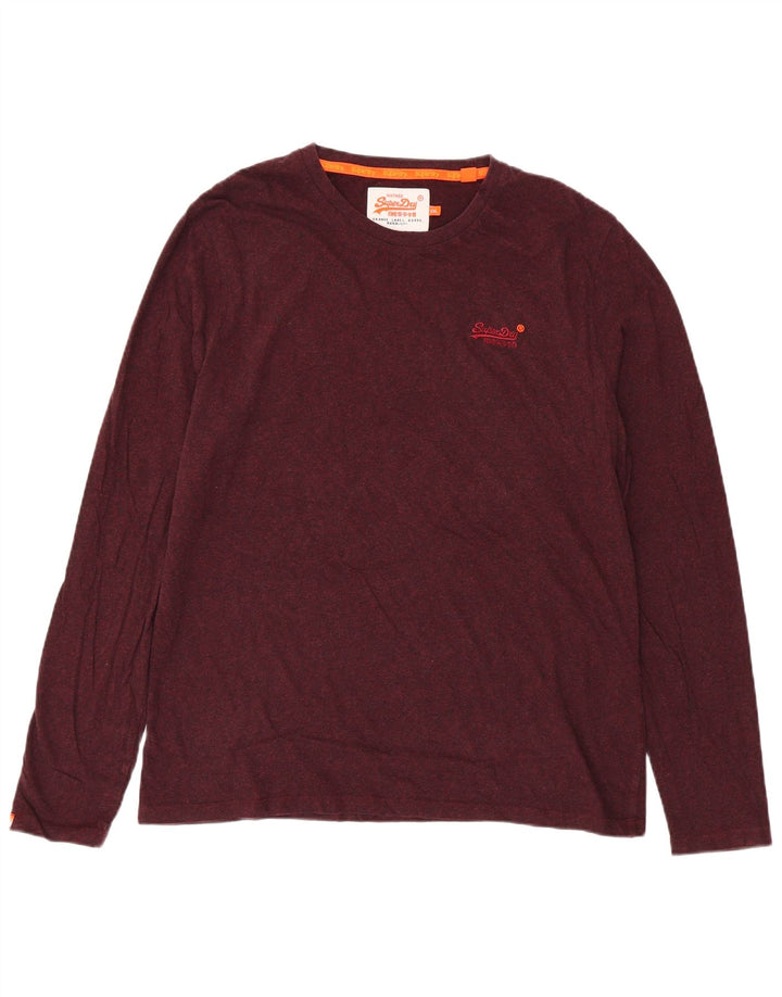Top pentru bărbați Superdry cu mânecă lungă 2XL din bumbac burgundă