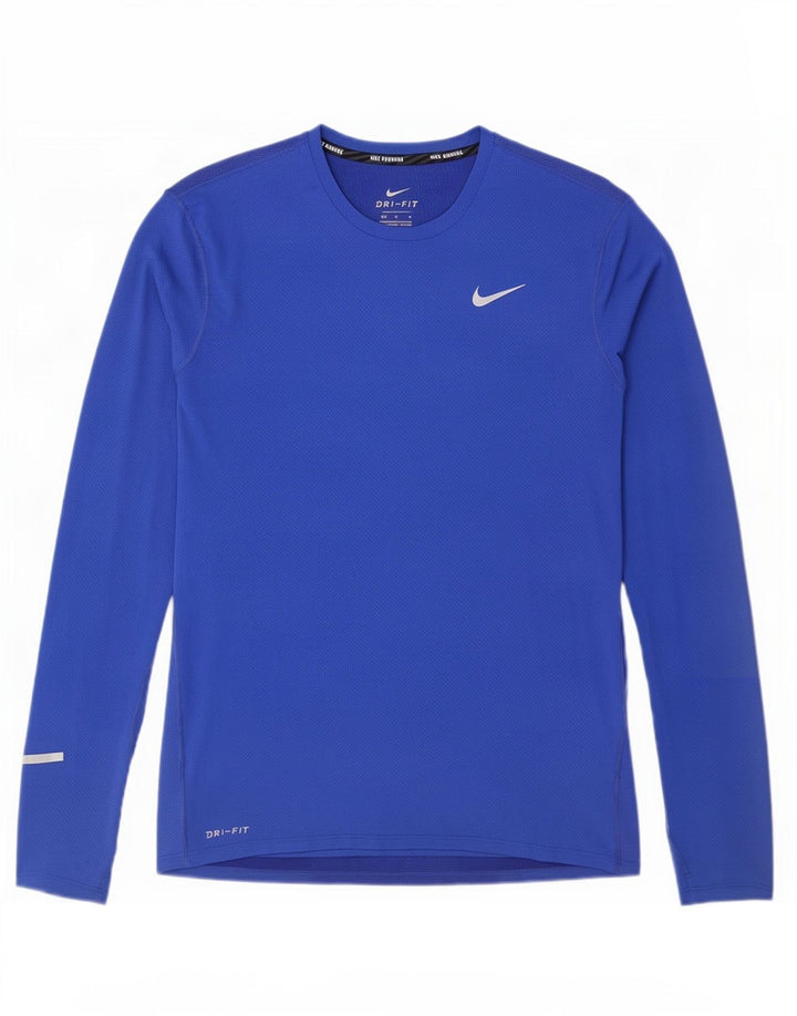 Nike pentru bărbați Dri Fit Top cu mânecă lungă din poliester albastru mediu