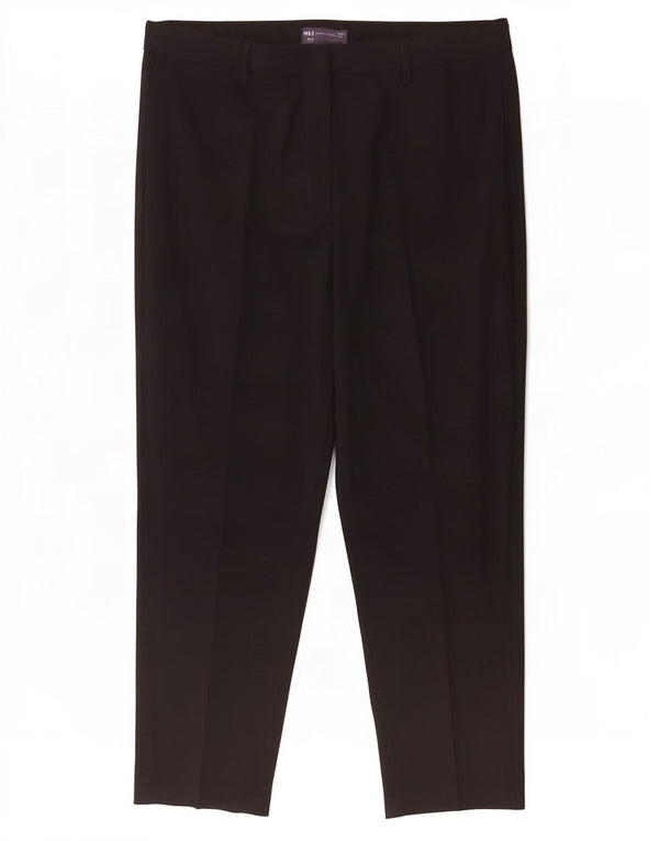 Marks & Spencer Pantaloni tăiați pentru femei cu talie înaltă UK 18 XL W36 L24 Negru