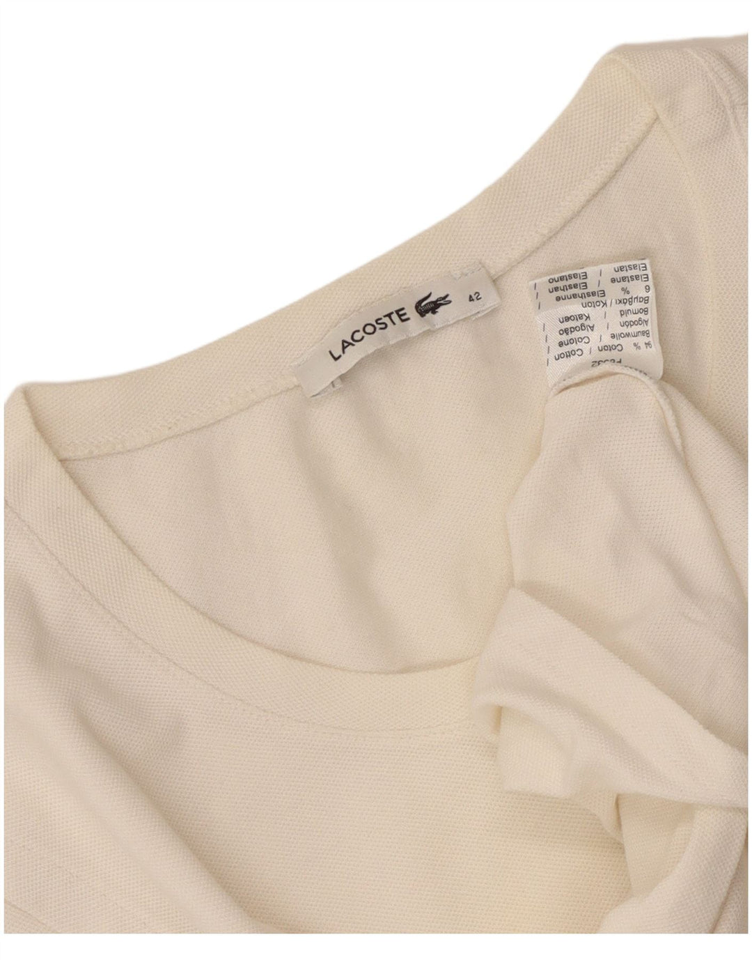 Tricou Lacoste Femei Top Marimea 42 Mare Bumbac Alb