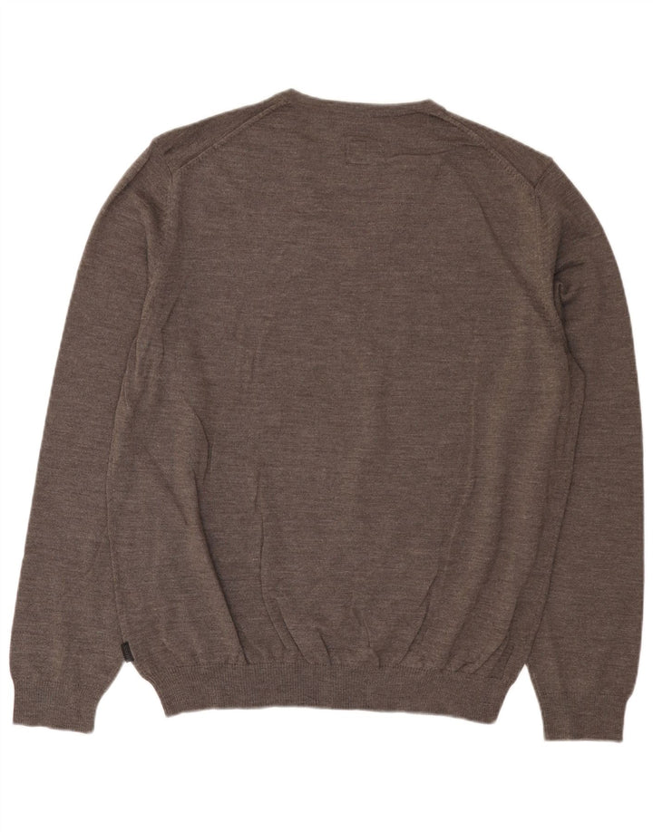 Pulover cu decolteu în V HUGO BOSS pentru bărbați, lână gri 3XL