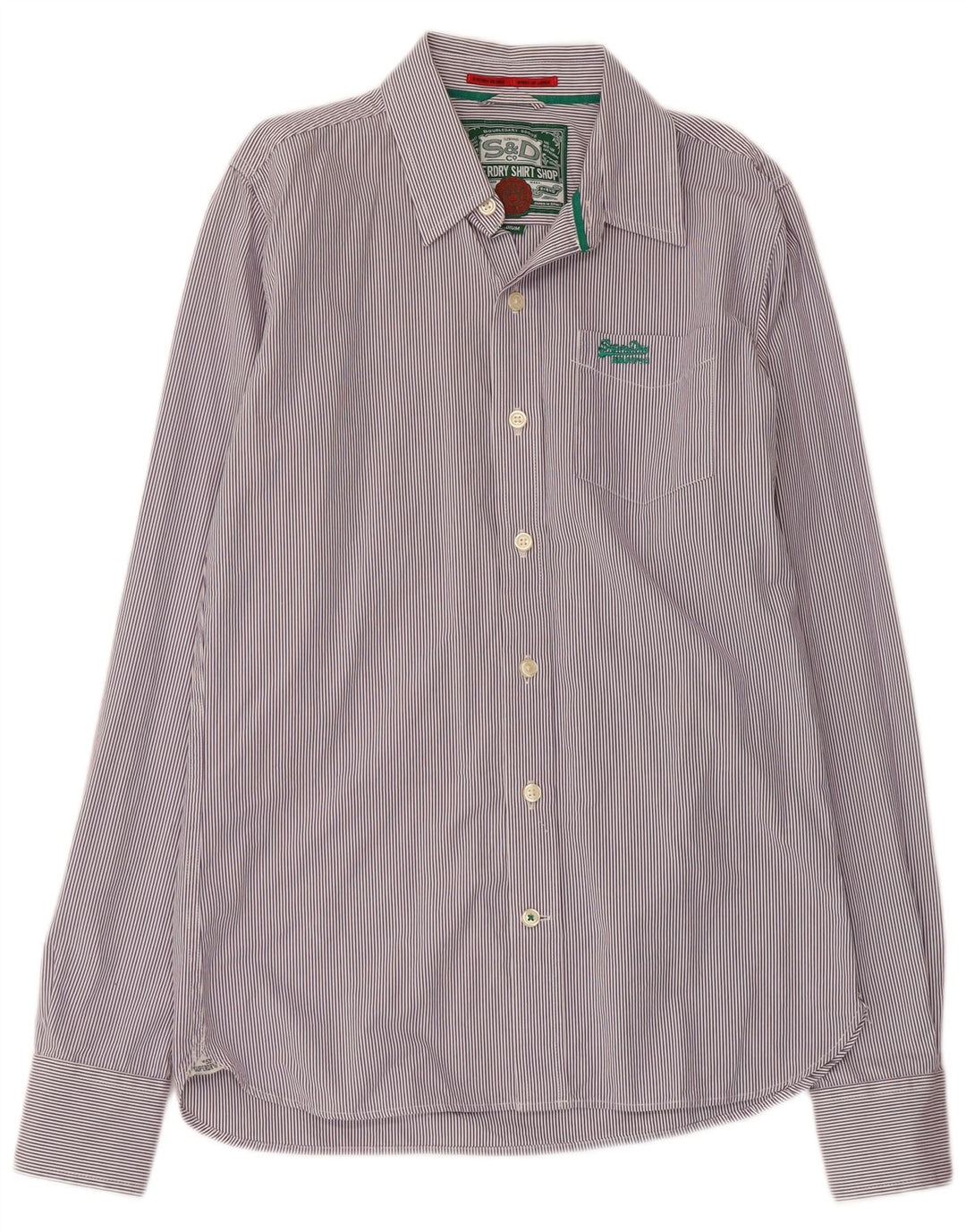 Cămașă pentru bărbați SUPERDRY, bumbac cu dungi violet mediu