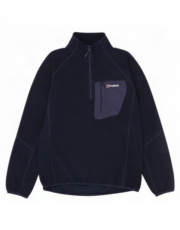 Pulover pentru bărbați Berghaus, cu fermoar și gât, din lână, mare, albastru, poliester