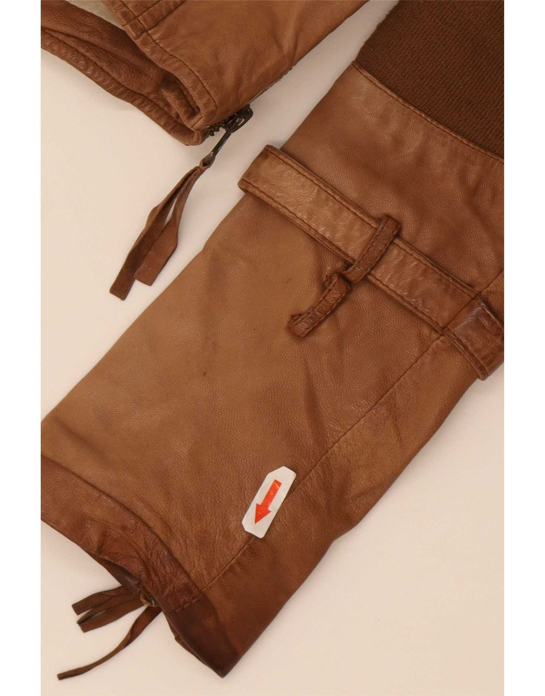 True Religion Jachetă motociclist din piele pentru femei UK 10 Mic Bej Colorblock