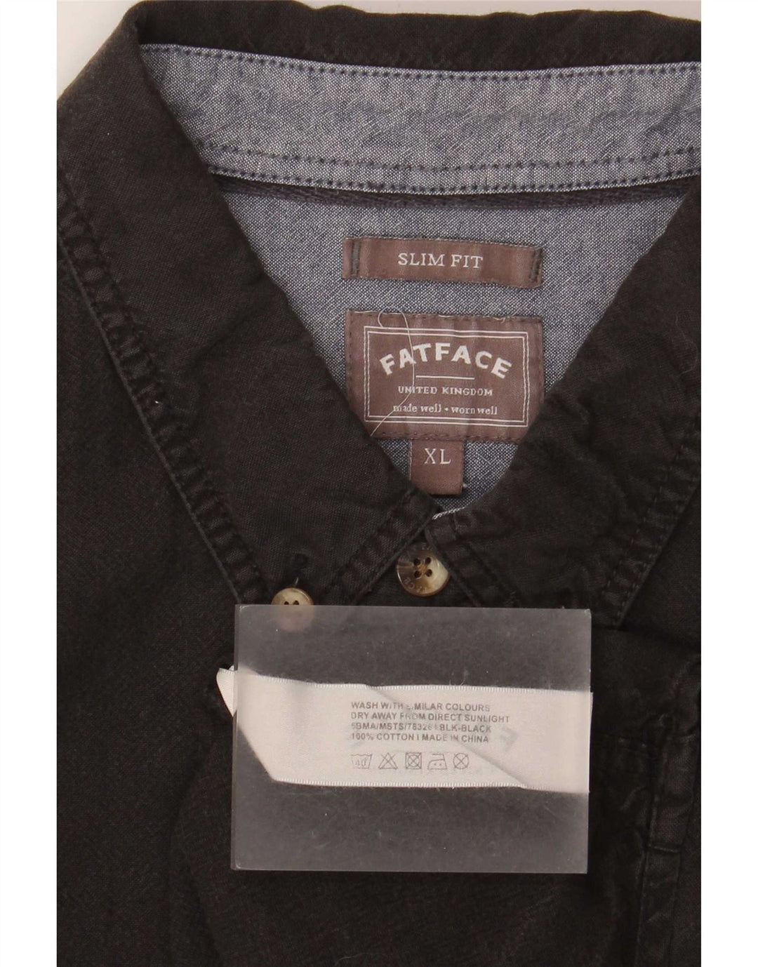 Cămașă Slim Fit pentru bărbați Fat Face XL, bumbac negru