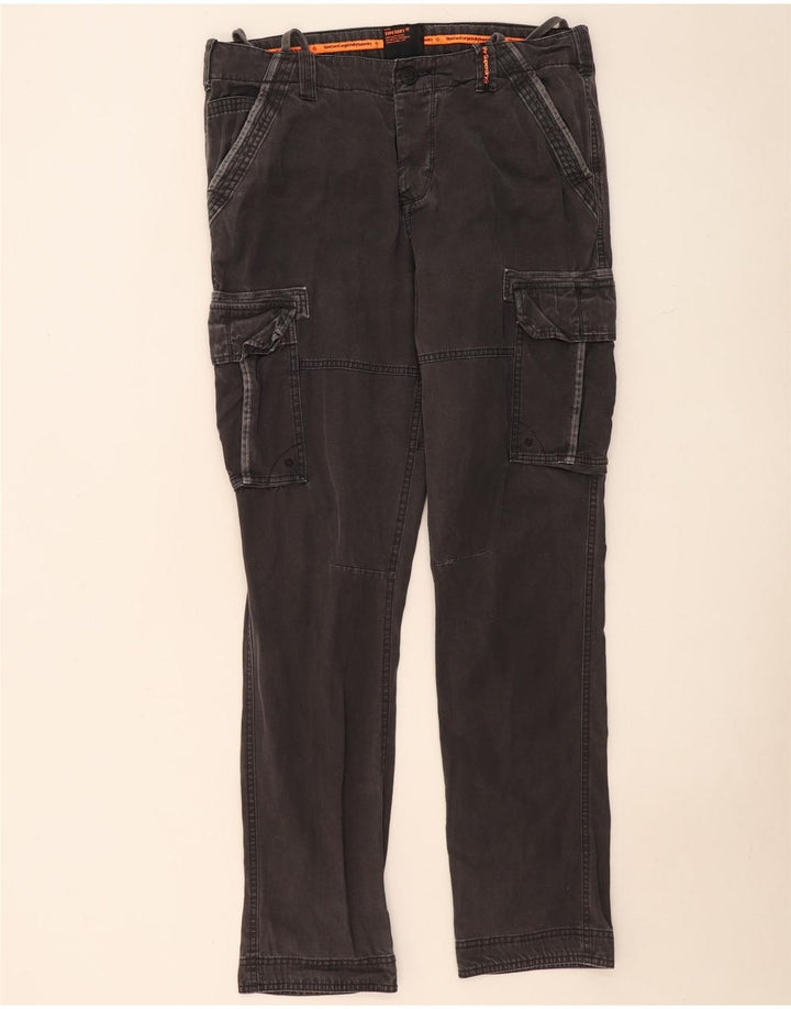 SUPERDRY Pantaloni cargo subțiri pentru bărbați mari W36 L33 bumbac gri