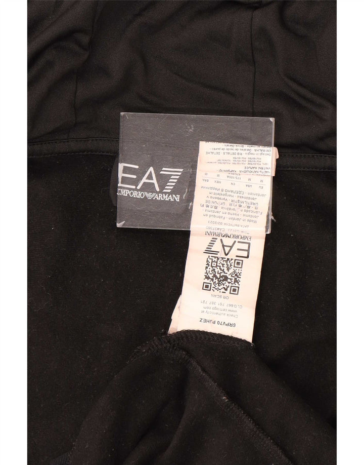 Pulover cu capota cu fermoar grafic pentru bărbați Emporio Armani, poliester mediu negru