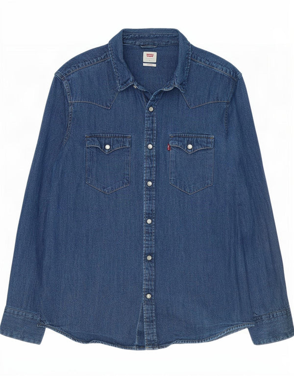 Cămașă de blugi standard pentru bărbați Levi's, mare, albastru, bumbac