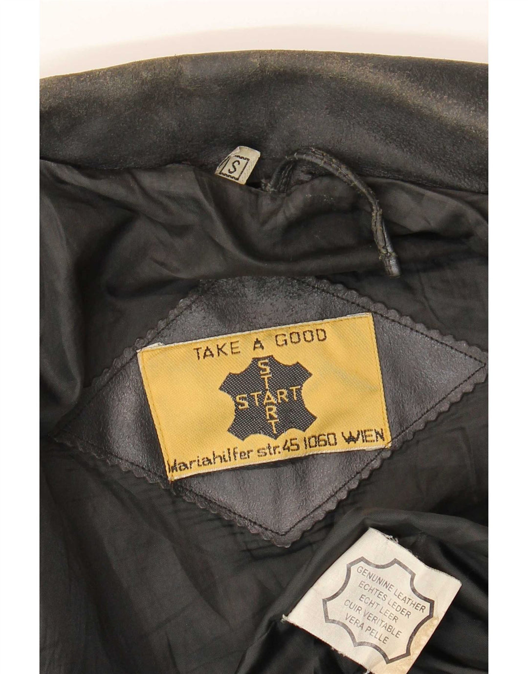 Jachetă de piele vintage pentru bărbați UK 36 Piele neagră mică