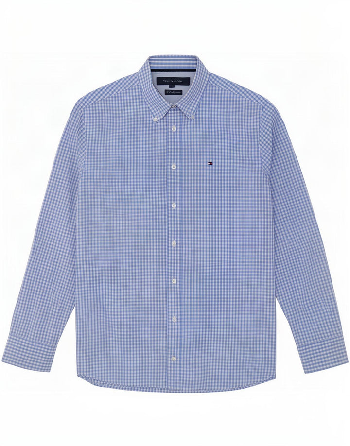 Cămașă pentru bărbați Tommy Hilfiger Mic, albastru Gingham Bumbac