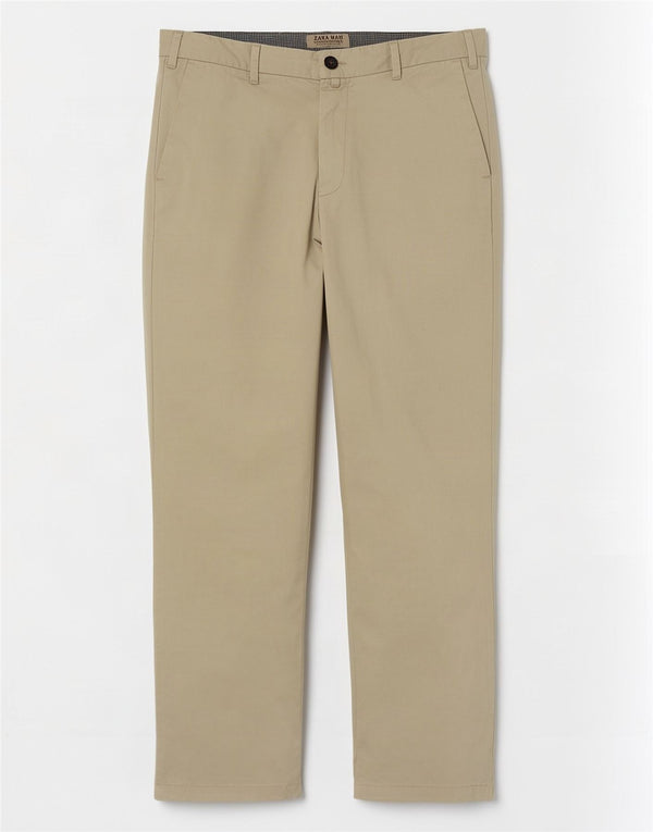 Zara Mens Straight Chino Trousers EU 42 Large W32 L30 Beige