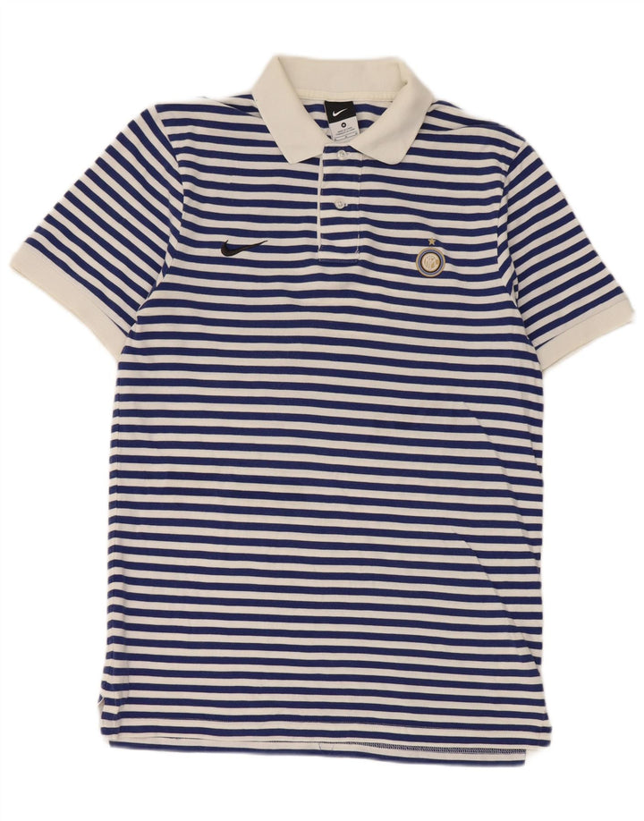Tricou polo Nike pentru bărbați Inter Milan, bumbac cu dungi, albastru bleumarin mediu