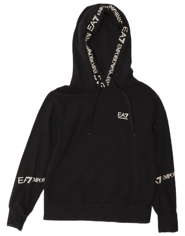 Pulover cu glugă supradimensionat cu grafic pentru femei Emporio Armani UK 6 XS bumbac negru