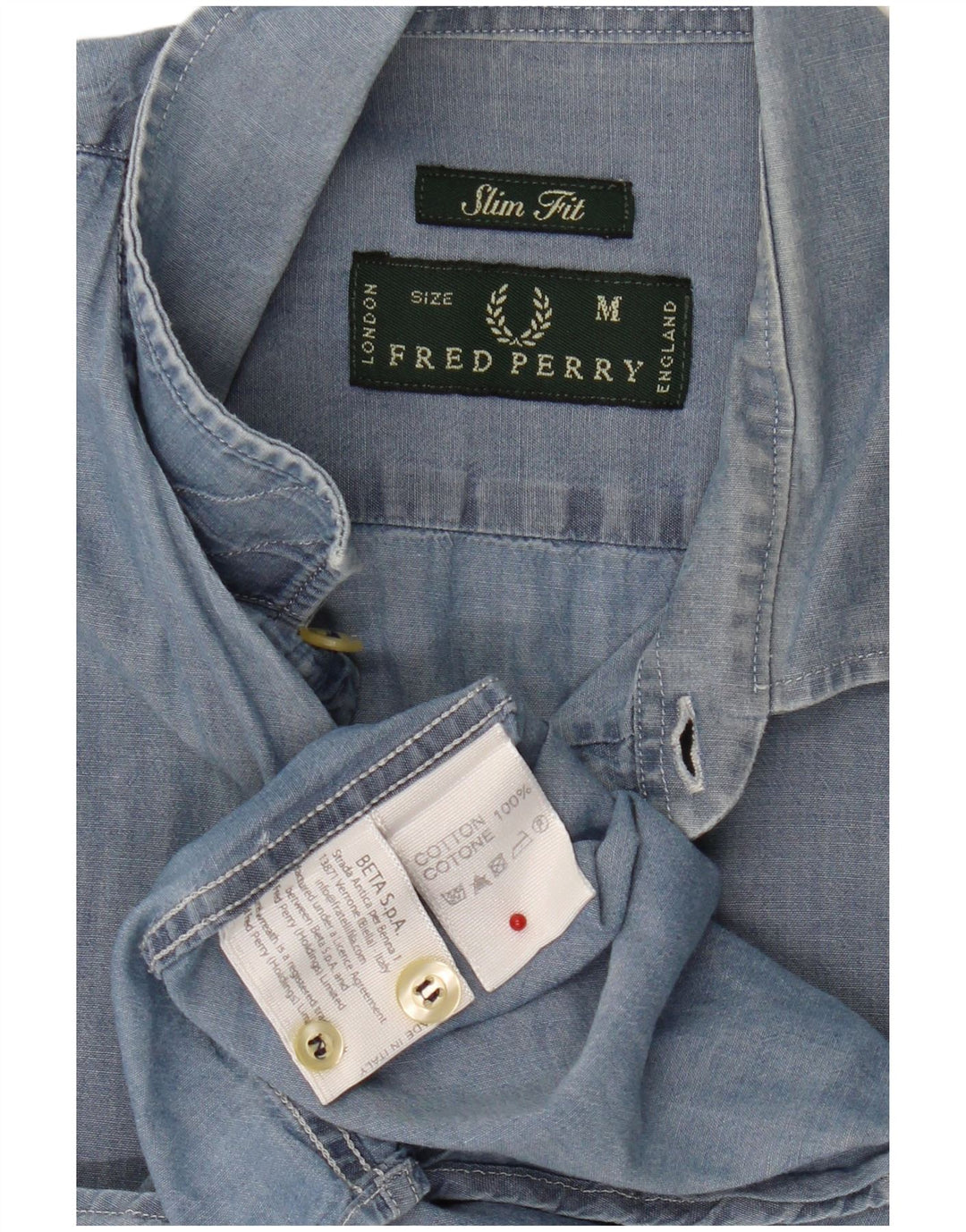 Cămașă pentru bărbați Fred Perry slim fit bumbac albastru mediu