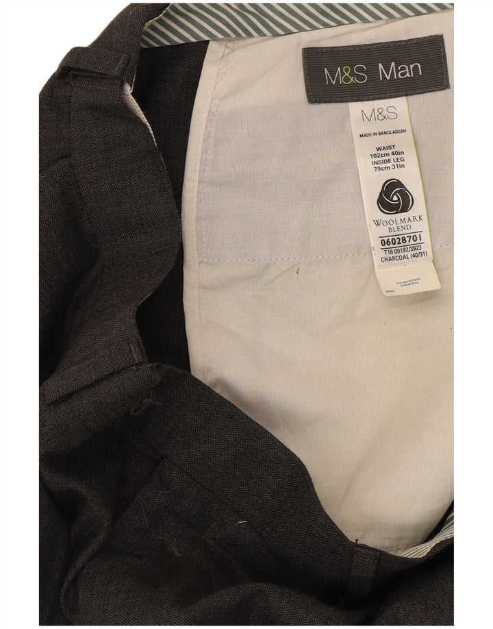 Pantaloni casual drepti pentru bărbați Marks & Spencer L40 L31 Lână gri