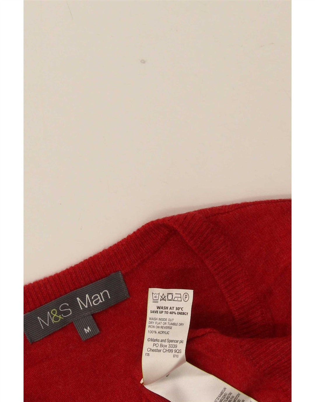 Pulover pentru bărbați Marks & Spencer, cu decolteu în V, roșu mediu acrilic