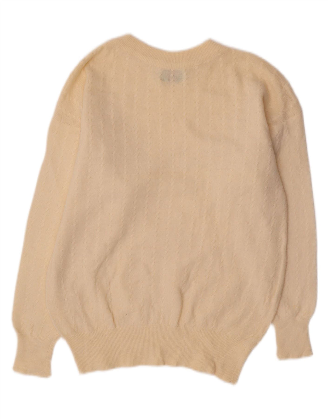 BENETTON Pulover Crop Crew Deck pentru femei UK 12 Medium Off White
