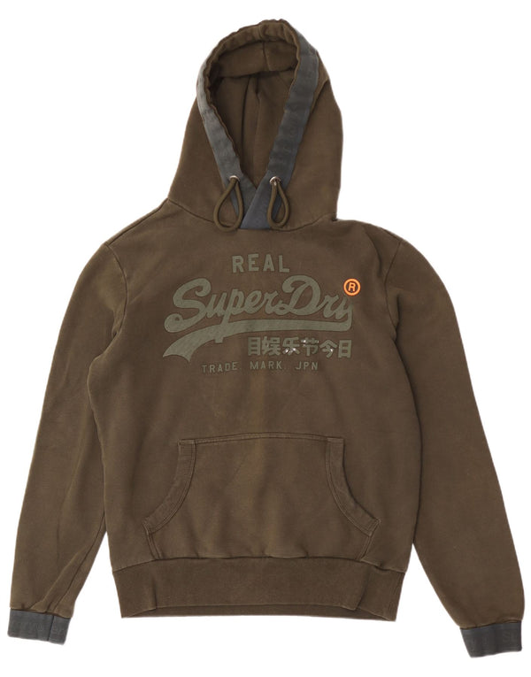 SUPERDRY Mens Graphic Hoodie Jumper XL Khaki Colourblock Cotton