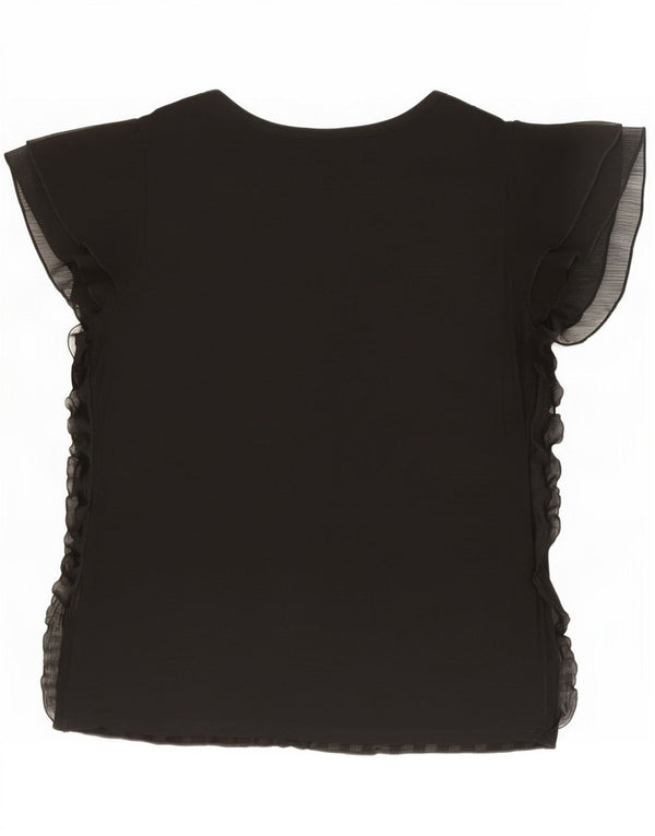 Marks & Spencer Bluză cămașă cu mânecă scurtă Per Una pentru femei UK 16 Large Black