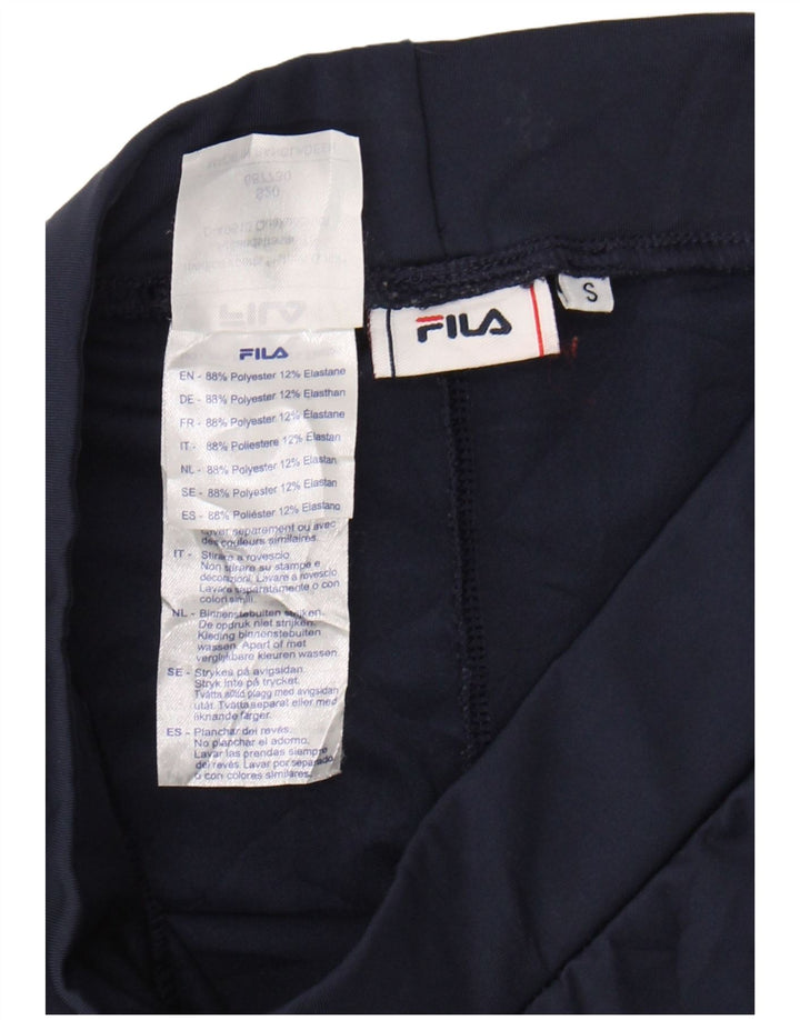 FILA Womens Graphic Leggings UK 10 Small  Navy Blue Polyester