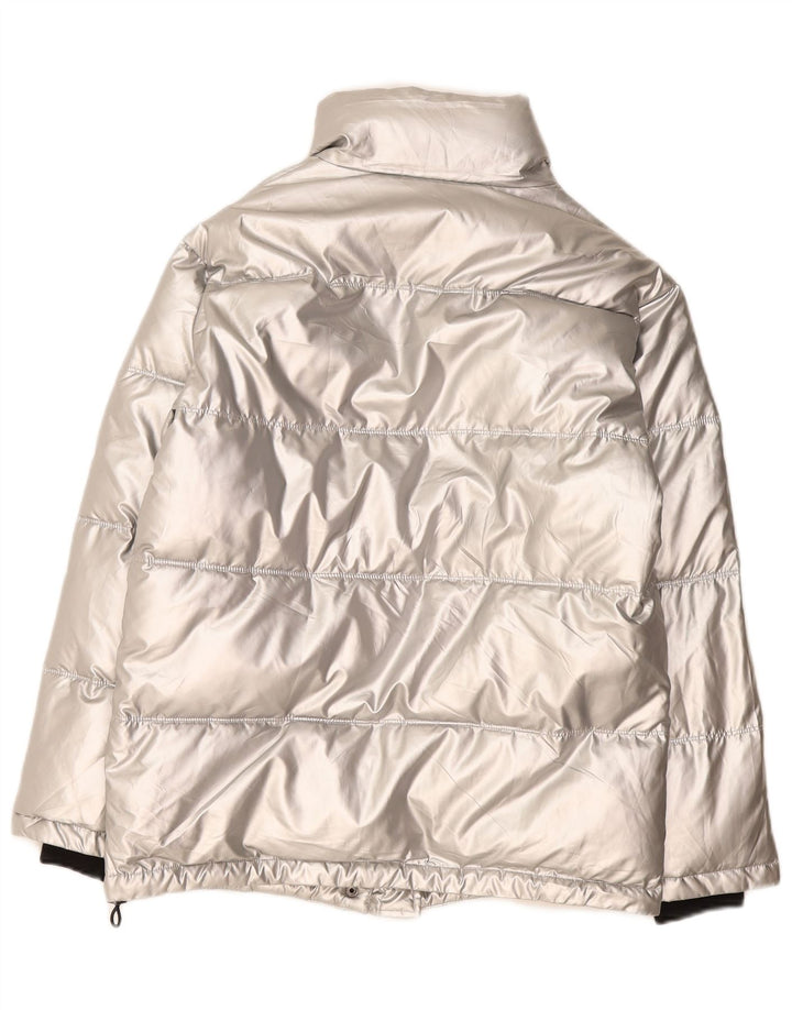 Topshop Jachetă supradimensionată pentru femei UK 8 Small Silver Polietilenă