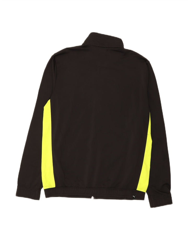 PUMA Mens Graphic Tracksuit Top Jacket Small Black Colourblock Polyester
