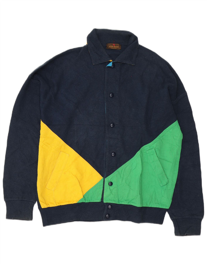 Pulover cardigan pentru bărbați Peter Brown IT 48, mediu, bleumarin, bumbac color bloc
