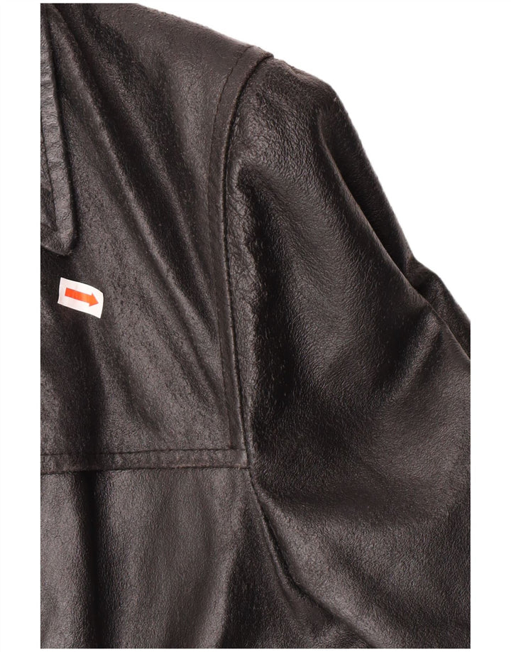 Jachetă de piele vintage pentru femei UK 12 Medium Black Leather Classic