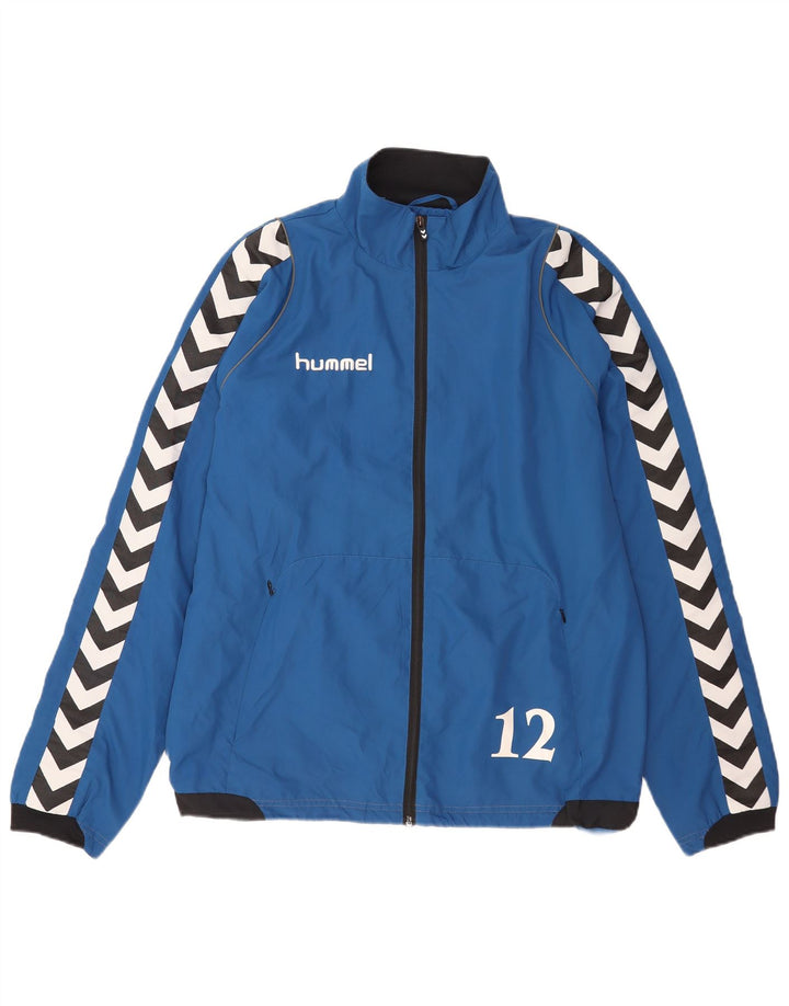 Jachetă de top pentru trening grafic pentru bărbați Hummel, albastru mediu, poliester color bloc