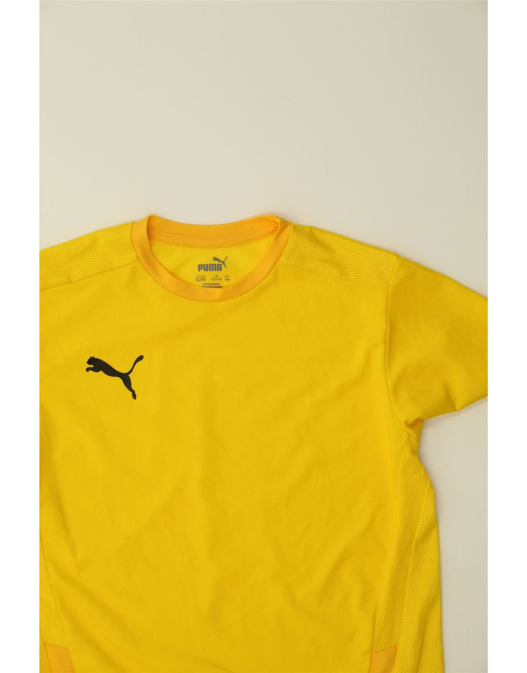 PUMA Boys T-Shirt Top 13-14 Years  Yellow Polyester Vintage Puma and Second-Hand Puma from Messina Hembry 