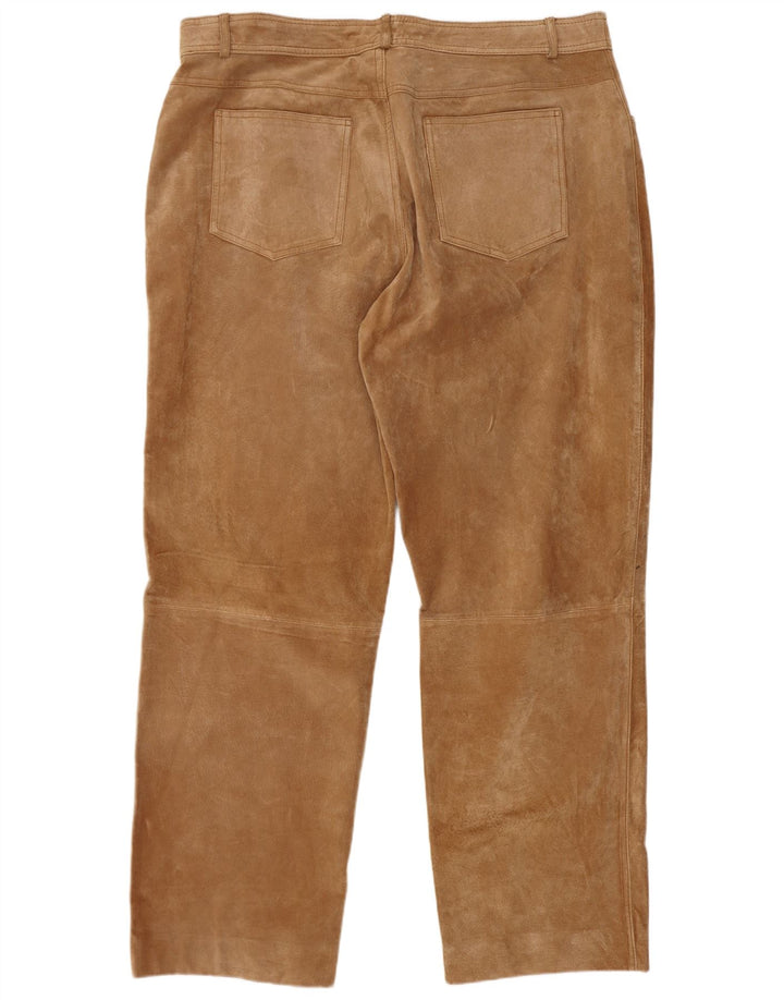 Pantaloni drepti din piele intoarsa pentru barbati JCC W40 L30 piele bej