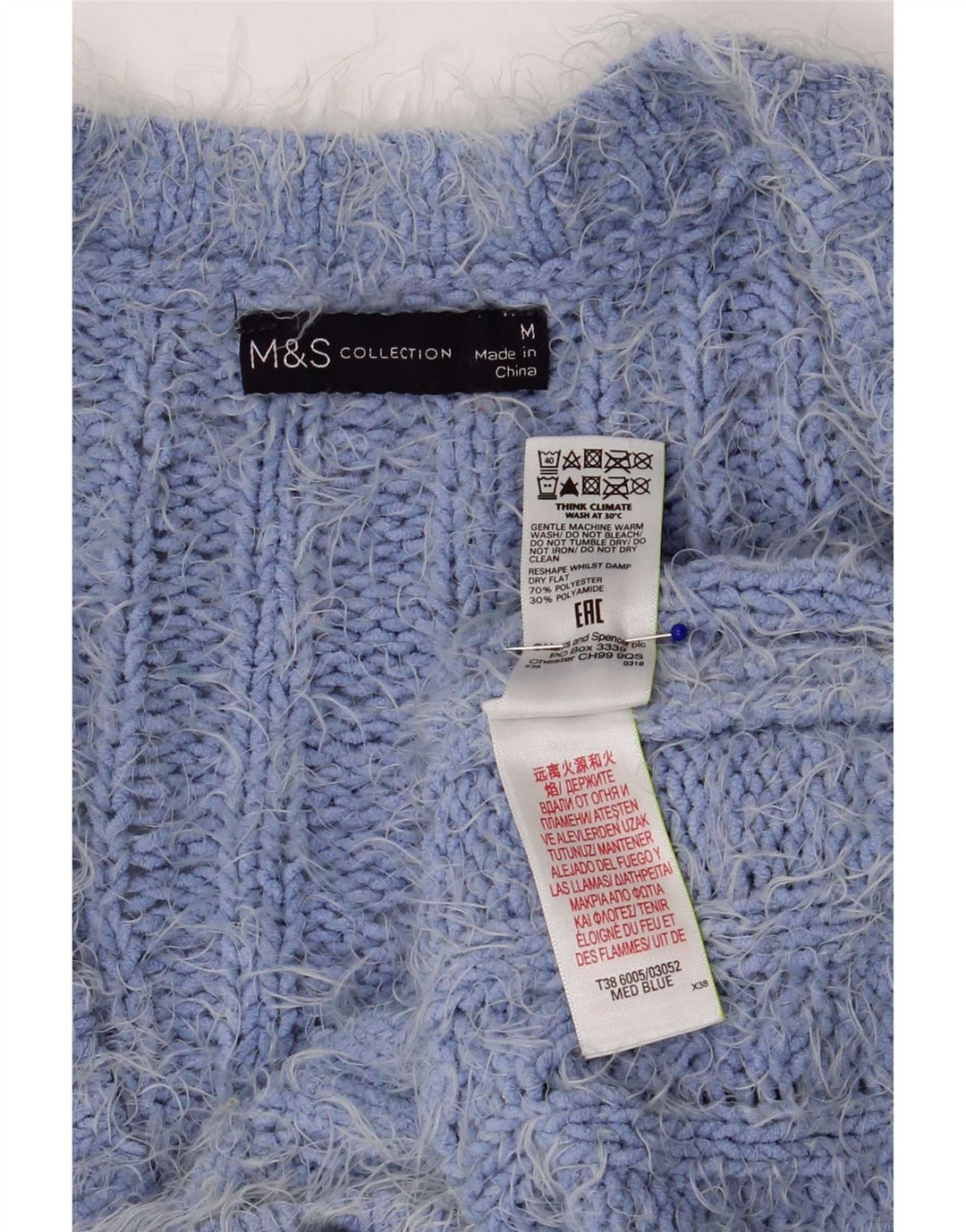 Pulover cardigan pentru femei Marks & Spencer UK 14 Poliester albastru mediu