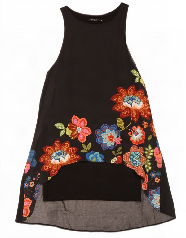 Rochie tunică asimetrică fără mâneci Desigual pentru femei EU 38 Medium Black Floral