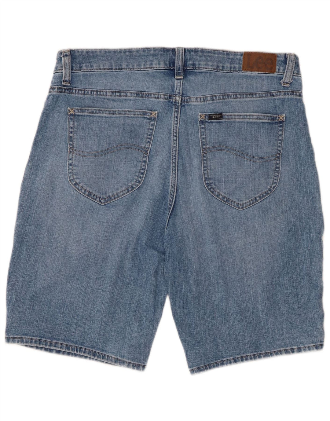 Pantaloni scurți din denim bermude cu talie medie LEE pentru femei, cu tăiere obișnuită, W34, mare, albastru