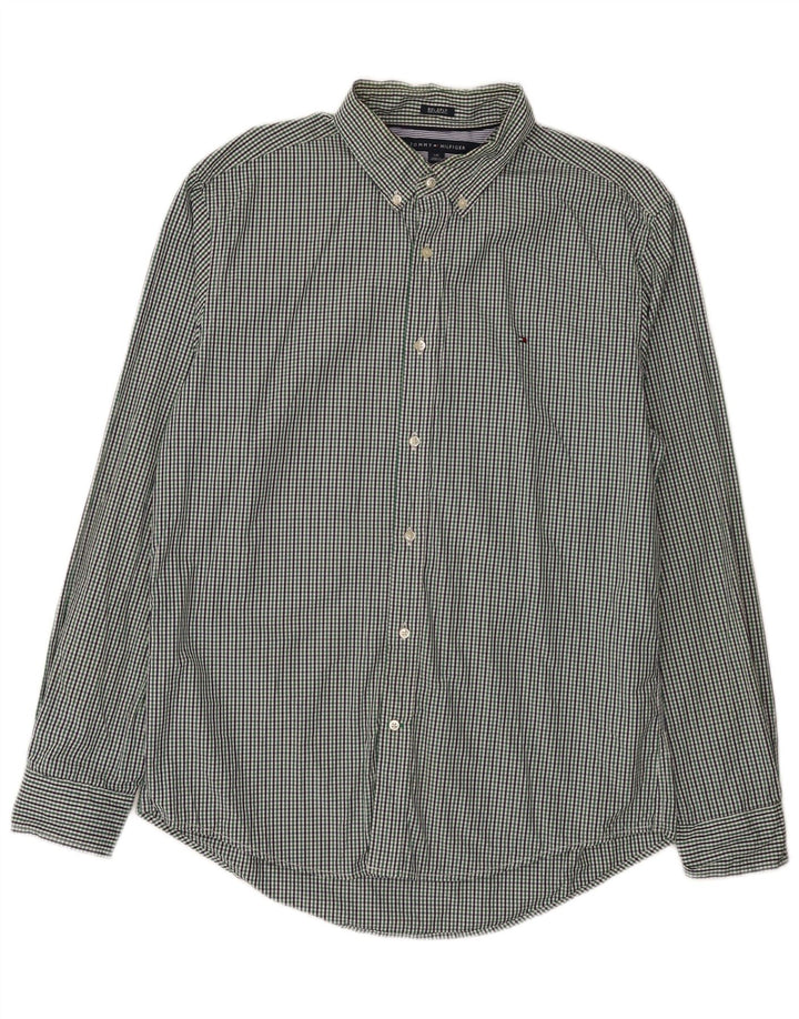 Cămașă personalizată pentru bărbați Tommy Hilfiger, din bumbac cu vichy verde mare