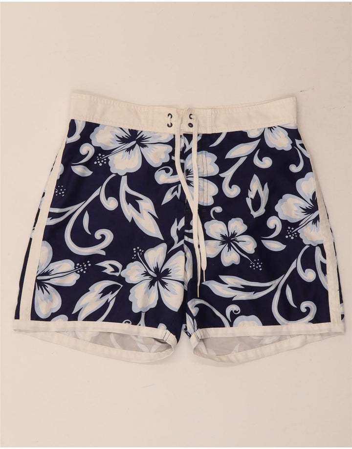 Pantaloni scurți de înot Sundek pentru bărbați, poliester floral, albastru marin mediu
