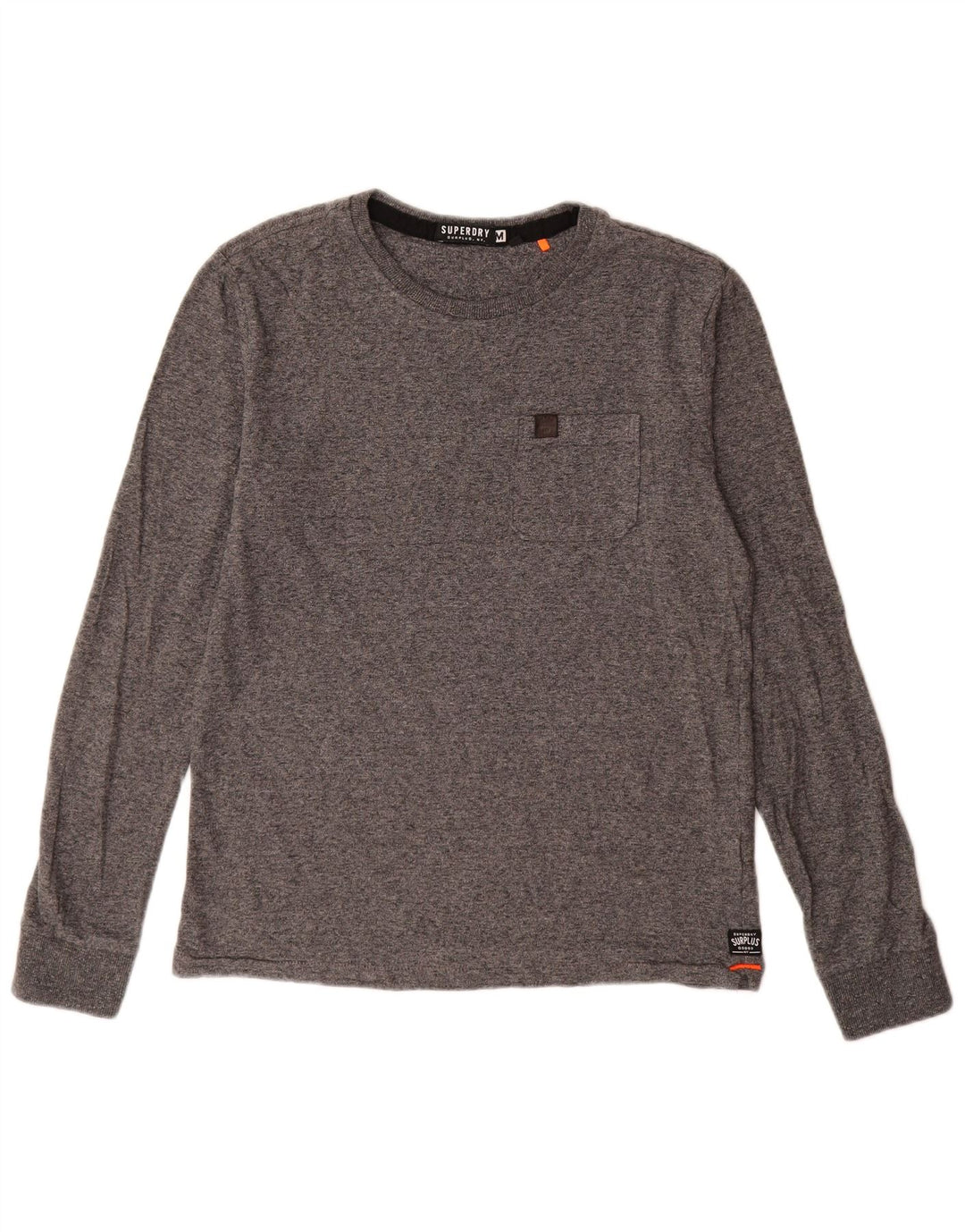 Top pentru bărbați Superdry cu mânecă lungă, gri mediu, bumbac