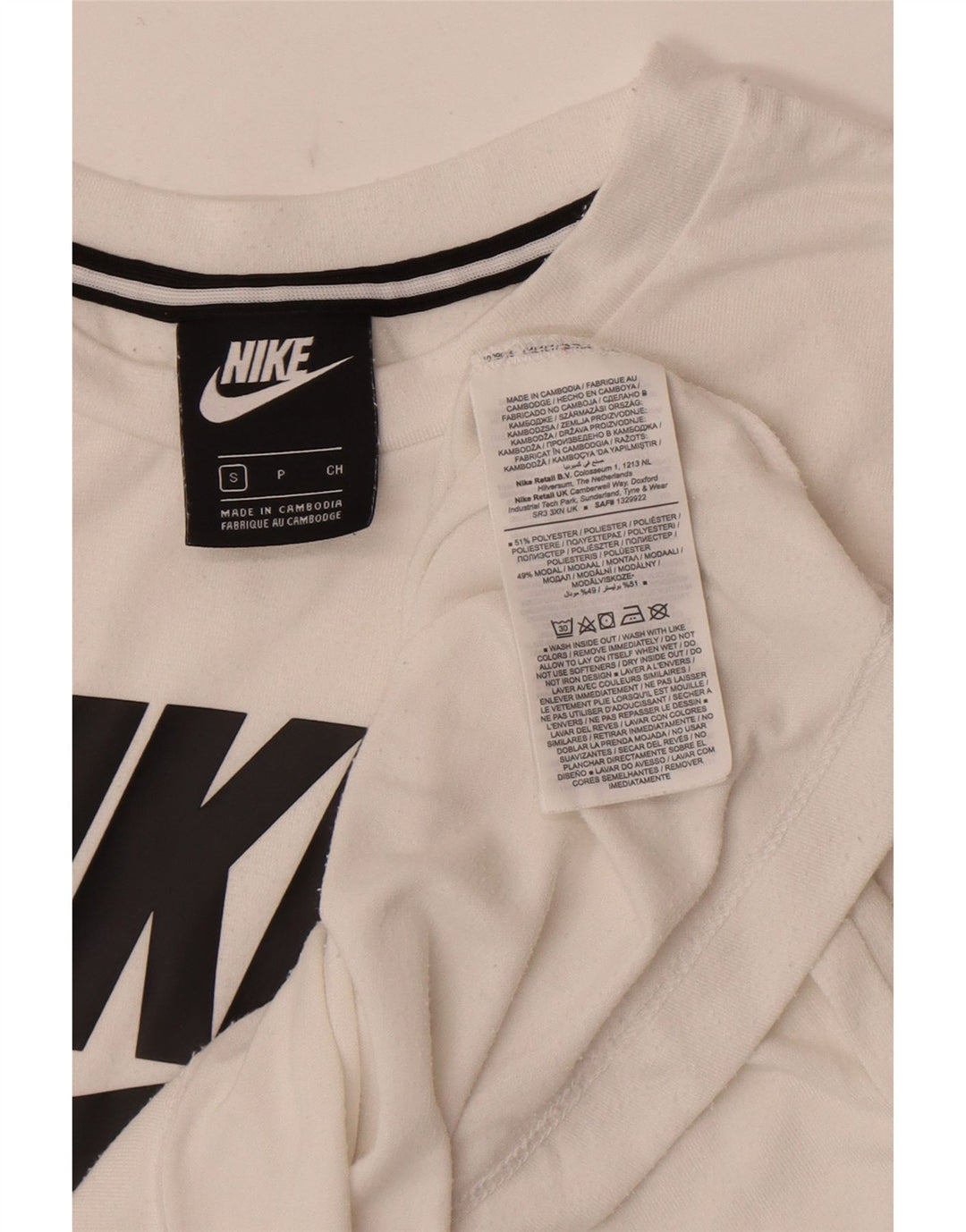 Tricou grafic Nike pentru femei Top UK 10 Small Poliester alb