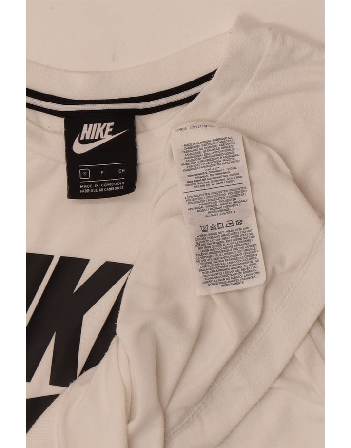 Tricou grafic Nike pentru femei Top UK 10 Small Poliester alb
